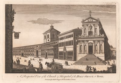Et perspektivbillede af Helligåndens kirke og hospital i Rom af Unknown artist
