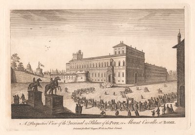 En perspektivisk udsigt over quirinalen eller pavens palads på Mount Cavalle i Rom af Unknown artist
