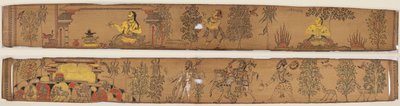 En prins udfører stramninger (recto); Shiva og hans tilhængere vender tilbage til Mount Kailash (verso), fra en romantik om Chandrabhanu og Lavanyavati af Upendra Bhanja (1670-1740) af Unknown artist