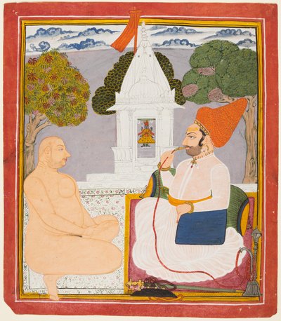 En Rathor Noble besøger en hellig mand ved en Vishnu-helligdom af Unknown artist