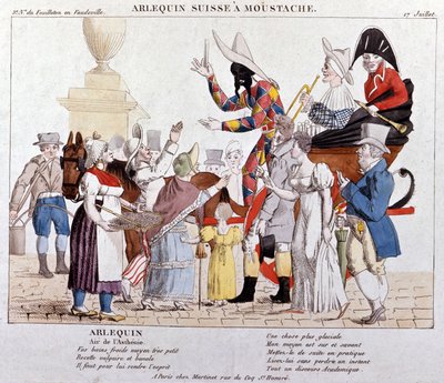 En schweizisk harlekin med overskæg. af Unknown artist