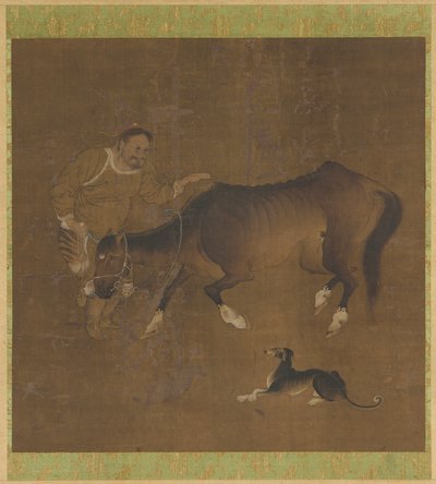 En tatar, en udmagret hest og en hund af Unknown artist