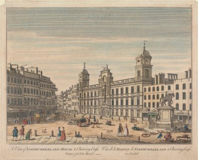 Udsigt over Northumberland House og Charing Cross af Unknown artist