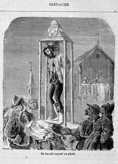 En bandit udsat for søjlen - i "" Cartridge, the king of the bandit"", af Grandpré af Unknown artist