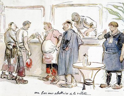 En bar på slagterierne i Villette i Paris. af Unknown artist