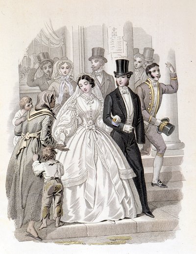 Et borgerligt bryllup, stik fra 1860. af Unknown artist