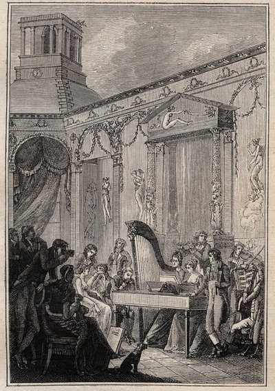 En koncert med Pierre-Jean Garat (Pierre Jean) 1762-1823 musiker og barytonsanger fra francais af Unknown artist