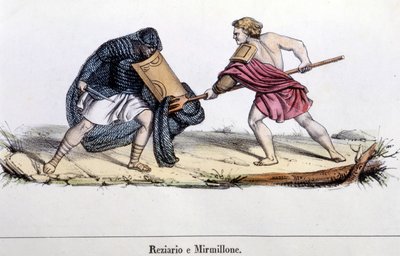 En gladiatorkamp af Unknown artist