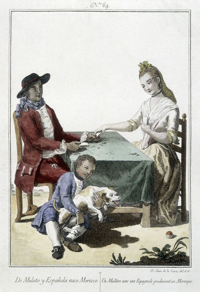 En mulat og en spansk føder en maurisk - gravering af Unknown artist