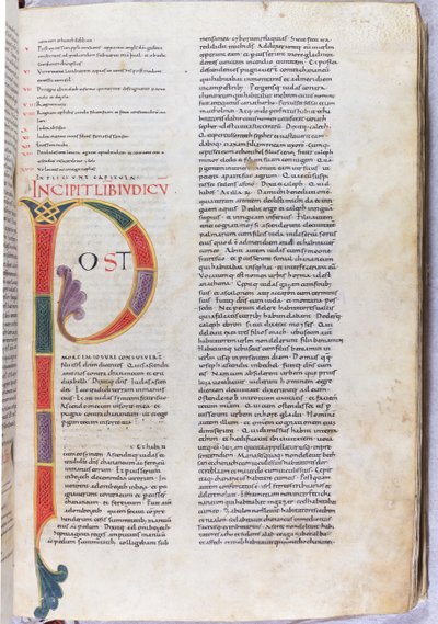 En side med indledningen til Dommerbogen "Efter Josvas død ...", 11. århundrede (miniature, membranøst manuskript) af Unknown artist