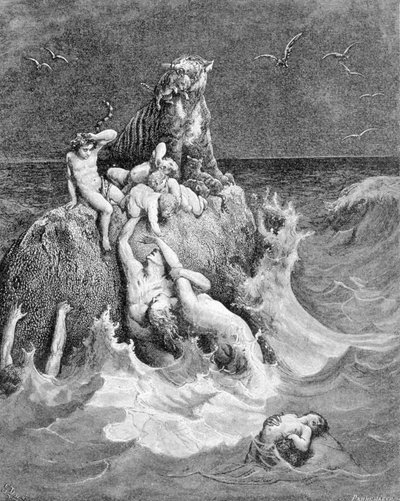 En scene af syndfloden, 1. Mosebog af Unknown artist