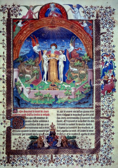 Adam og Eva in the Earth Paradise Miniature fra "" Jewish Antiquities or Jewish Antiquities"" af Flavius Josephe af Unknown artist