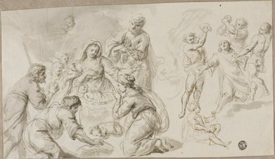 Tilbedelse af hyrderne; Stening af Sankt Stefan af Unknown artist