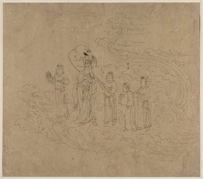 Album med daoistiske og buddhistiske temaer: Procession of Daoist Deities: Leaf 10 af Unknown artist