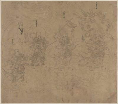 Album med daoistiske og buddhistiske temaer: Procession of Daoist Deities: Leaf 11 af Unknown artist