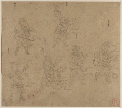 Album med daoistiske og buddhistiske temaer: Procession of Daoist Deities: Leaf 13 af Unknown artist