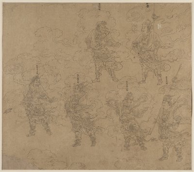 Album med daoistiske og buddhistiske temaer: Procession of Daoist Deities: Leaf 14 af Unknown artist