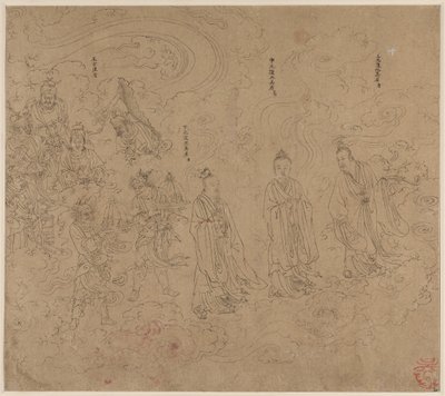 Album med daoistiske og buddhistiske temaer: Procession of Daoist Deities: Leaf 20 af Unknown artist