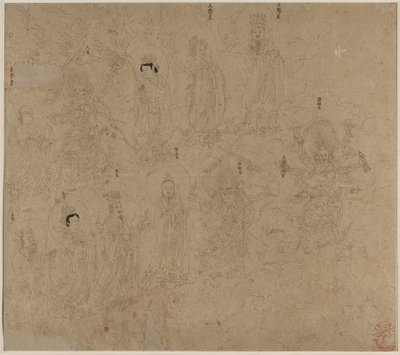 Album med daoistiske og buddhistiske temaer: Procession of Daoist Deities: Leaf 21 af Unknown artist