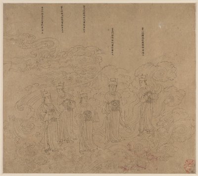 Album med daoistiske og buddhistiske temaer: Procession of Daoist Deities: Leaf 22 af Unknown artist