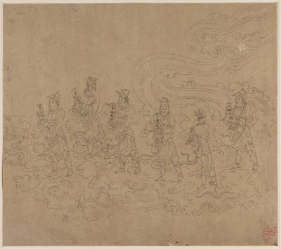 Album med daoistiske og buddhistiske temaer: Procession of Daoist Deities: Leaf 23 af Unknown artist