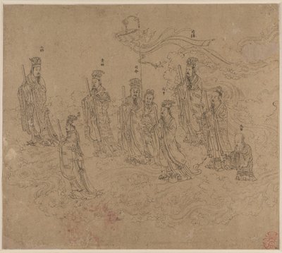 Album med daoistiske og buddhistiske temaer: Procession of Daoist Deities: Leaf 26 af Unknown artist