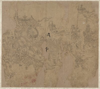 Album med daoistiske og buddhistiske temaer: Procession of Daoist Deities: Leaf 3 af Unknown artist