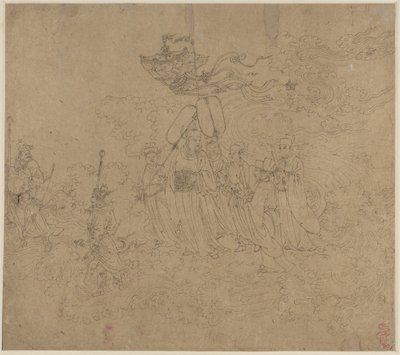 Album med daoistiske og buddhistiske temaer: Procession of Daoist Deities: Leaf 6 af Unknown artist
