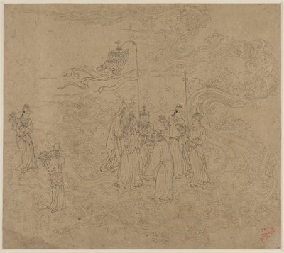 Album med daoistiske og buddhistiske temaer: Procession of Daoist Deities: Leaf 7 af Unknown artist