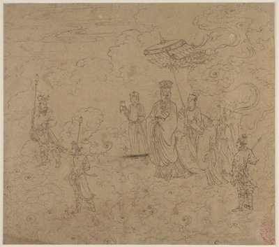 Album med daoistiske og buddhistiske temaer: Procession of Daoist Deities: Leaf 8 af Unknown artist