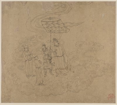 Album med daoistiske og buddhistiske temaer: Procession of Daoist Deities: Leaf 9 af Unknown artist