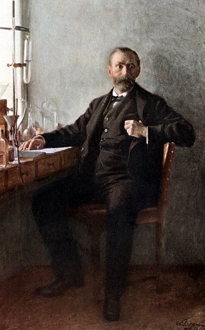 Alfred Nobel (farve litho) af Unknown artist