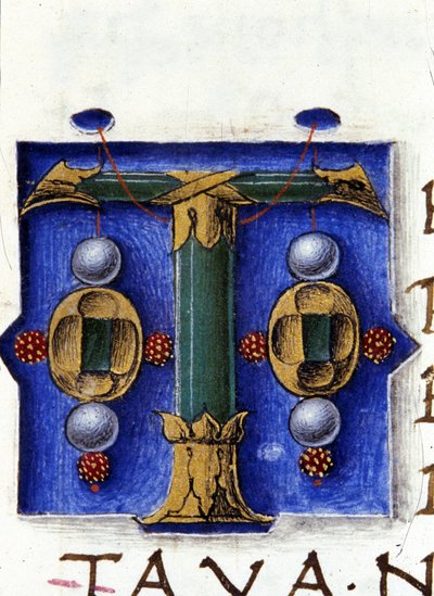 Alfabet: miniaturet bogstav T af Unknown artist