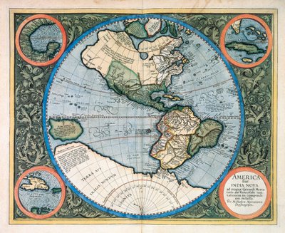 America or the New India, fra "Atlas eller kosmografiske meditationer over verdens stof og stoffets form" af Gerhard Kremer Mercator af Unknown artist