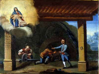 En ulykke i en hydraulisk maskine. af Unknown artist