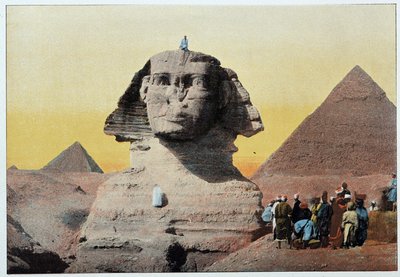 Det gamle Egypten: sfinksen og pyramiderne i Giza (Gizeh, Gizeh, Giza, Giza). Slutningen af det 19. århundrede. af Unknown artist