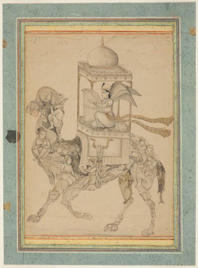 Engel (Peri) rider på en sammensat kamel af Unknown artist