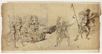 Engleartilleri (rekto); Kampscene (verso) af Unknown artist