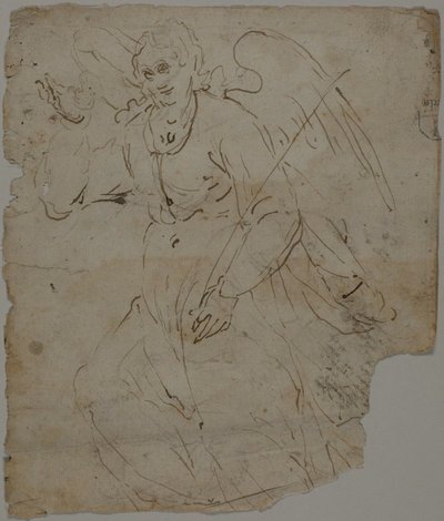 Annunciate Angel (recto); Skitser af siddende figur samt øvre del og højre hånd af Annunciate Angel (verso) af Unknown artist
