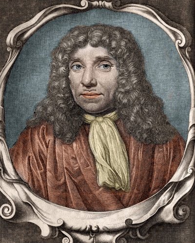 Anthony Van Leeuwenhoek eller Anton van Leeuwenhoek, eller Leeuwenhoek, eller Leeuwenhoeck. Hollandsk naturforsker (1632 til 1723). 1700-tals stik af Unknown artist