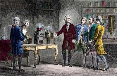 Antoine Laurent Lavoisier (1743-1894) udfører la decomposition de l