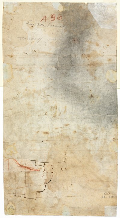 Arkitektonisk skitse (verso) af Unknown artist