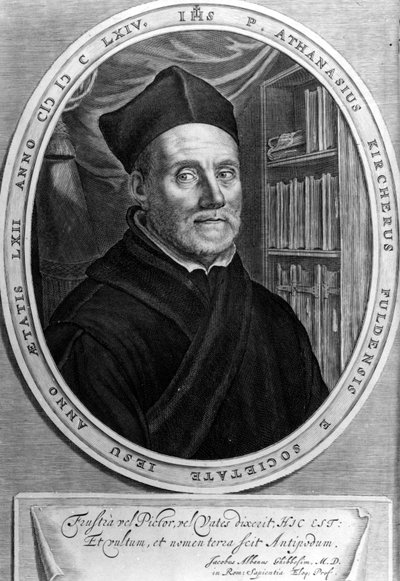 Athanasius Kircher (1601 - 1680), jesuite, orientalist og tysk lærd - gravering sd 1700-tallet af Unknown artist