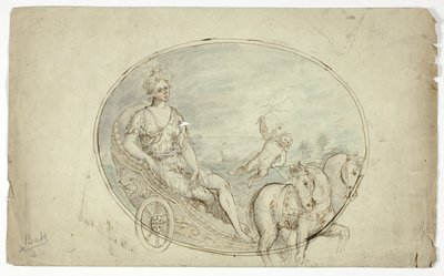 Aurora i sin vogn (recto); tre mandlige portrætbuster (verso) af Unknown artist