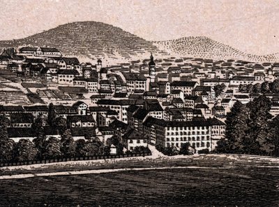Baden Baden (Baden-Baden), Tyskland: udsigt over byen (generel udsigt). i "" Verden illustrerer 168 visninger"" Udateret (slutningen af 1800-tallet) af Unknown artist