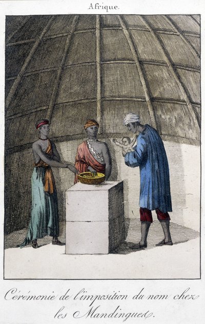 Dåb i Mandingues (Mali?) i Afrika - gravering af Unknown artist