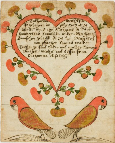 Dåbsattest for Catharina Wentzelsin af Unknown artist