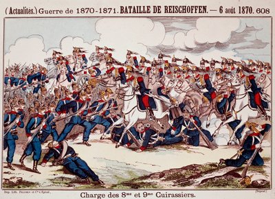 Slaget ved Worth, den 6. august 1870 i de indledende faser af den fransk-preussiske krig (gravering) af Unknown artist