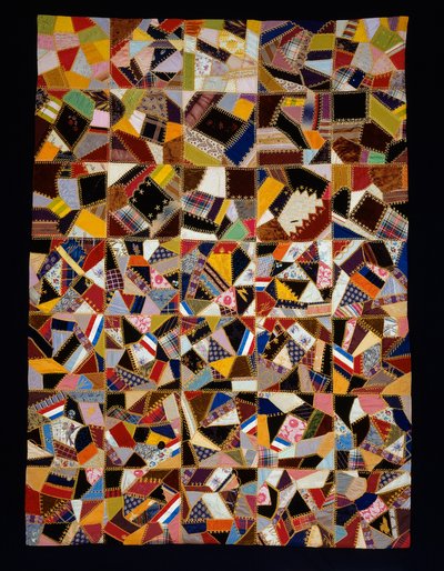 Sengetæppe (Crazy Quilt) af Unknown artist