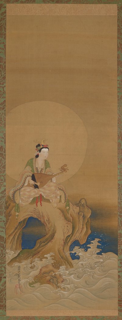 Benten på en sten ved havet af Unknown artist
